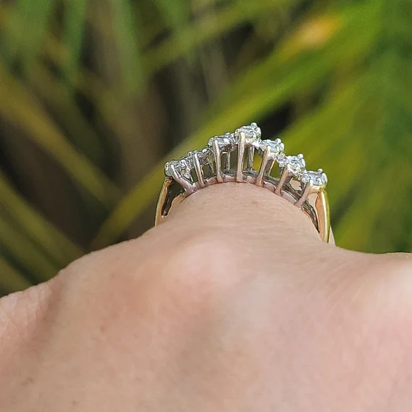 1 CTW 10k YG and WG Tiered Diamond 3 rows - Picture 12 of 15